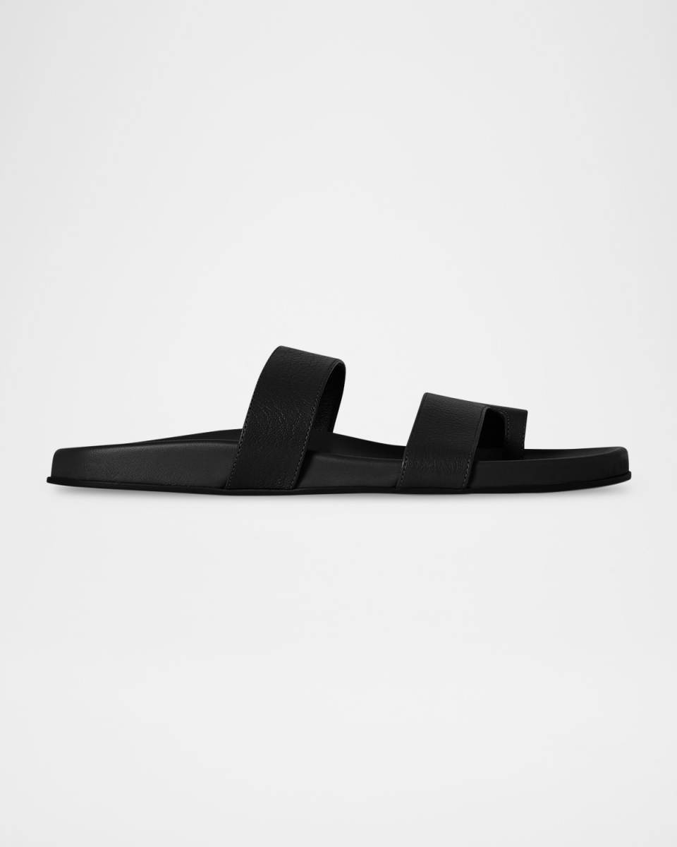 Hugh Leather Toe-Ring Slide Sandals